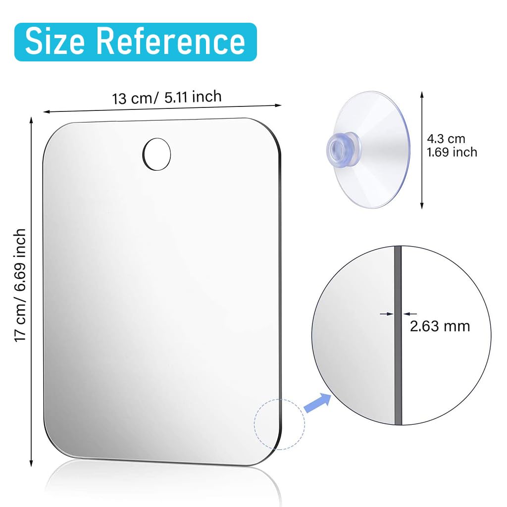 MAYCREATE Anti-Fog Shaving Mirror, 6.81in Anti-Fog Makeup Shave Frameless Shower Wall Hanging Mirror with Handheld Option for Men and Women MAYCREATE Anti-Fog Shaving Mirror, 6.81in Anti-Fog Makeup Shave Frameless Shower Wall Hanging Mirror with Handheld Option for Men and Women